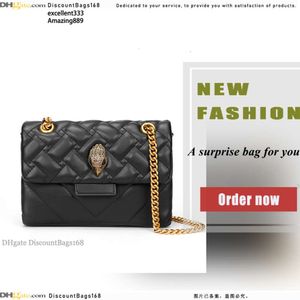 Ny Kurt Geiger Designer Bag Treasure-G Top Luxury Men's Bag Splice Gold Chain Metal Sign Stripes Messenger äkta läderläder1