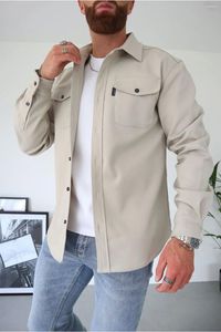 Men's Casual Shirts Autumn Winter Pocket Long Sleeved Shirt Plush Warm Business Men Jacket Coat Clothing