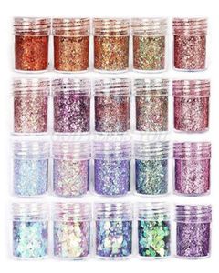 20 butelek Paznokcie cekiny Shinning Silanie Flash Glitter proszek UV żywica epoksydowa Pigment Pigment Manicure Manicure DIY Dekorun