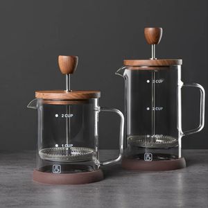 Coffee Pots Pot French Presses Brewing Tea Brewer High Borosilicate Glass Walnut Lid Household Coffeeware 231201