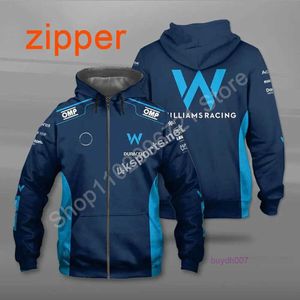 Erkek Hoodies 2023/2024 Yeni F1 Formula One Racing Team Sweatshirts İlkbahar ve Sonbahar Williams 3D Baskılı Kadın Sokağı Unisex Zip KTFI