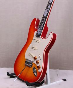 Custom Shop Stevie Ray Vaughan SRV Number One Hamiltone Cherry Sunburst Electric Guitar Bookmatched Curly Maple Top Flame Ma 8380