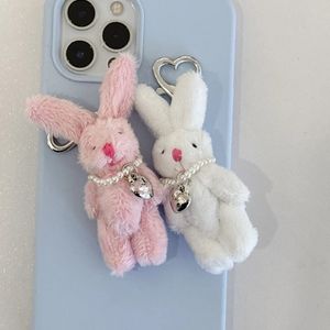 Pièces de sac Accessoires Lapin Coeur Chaîne de téléphone Coréen INS Punk Mignon Lapin Poupées Porte-clés Décoration Y2K Mode Bijoux Pendentif Cadeau 231202