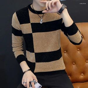 SWEATER MĘŻCZYZNIK SWEATER Jesień i zimowa okrągła szyja Slim Fit Podstawa plus aksamitne gęste ciepło