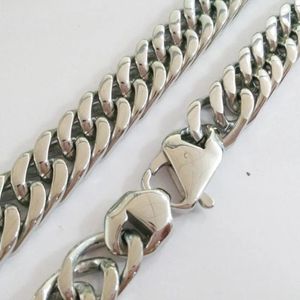 Chains Stainless Steel Cuban Link Chain Necklace For Male 15MM Wide Wholesale Silver Color Men Jewelry