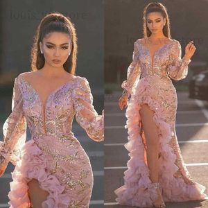 Urban Sexy Dresses 2021 European och American New Sexy Hip Tail Sequin Pink Long Mesh Evening Dress T231202