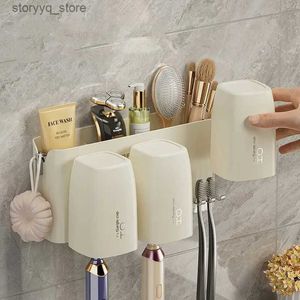 Toothbrush Holders Storage Capacity Toothbrush Holder Beard Punch Mounted Cup Hook Razor Large Bathroom Free Multifunctional Accessories Wall Q231203