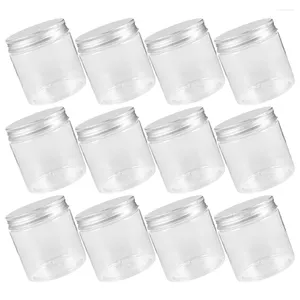 Garrafas de armazenamento 12 pcs tampa de alumínio frascos de pedreiro transparente com tampa jam pet plástico pode frutas