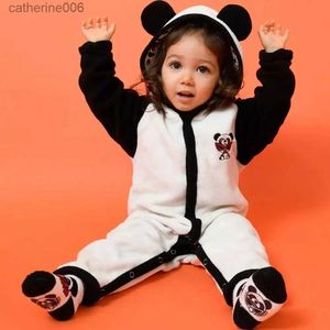 Clothing Sets Baby Clothes Fall/Winter 2022 Autumn Winter Japanese Black Super Wearing Children's Fleece Print JumpsuitL231202