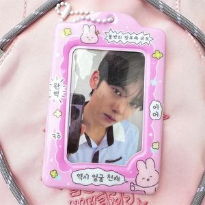 Card Holders Mini Pocard Holder Kawaii Kpop Picture Idol Cards Display Keychain Bag Pendent Ins Po Protector Room Decor