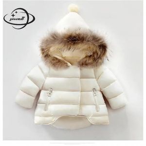 Down Coat Kids Parkas Jacket Winter Baby Girls Coats Clothing Covered Button Hooded Fur Collar Thicken Children's Outerwear Clothes H64 231202