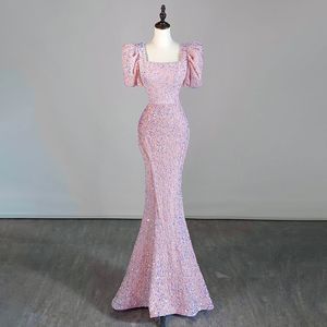 2024 Elegant paljetterad rosa mor till bruden klänningar långa sjöjungfru applikationer bling formella aftonklänningar plus storlek anpassad gästklänning boho bling aftonklänning