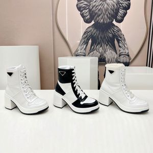 New womens designer boots sports high heels boots runway style cowhide leather boots with triangle uppers Fashion Boots Lace up boot high quality size 35 42