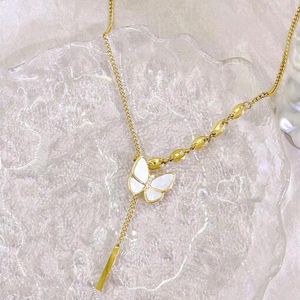 قلادة قلادة Zelda White Fritillaria Butterfly Necklace for Women No Bading Chain Chain Fashion Fashion Para Mujer