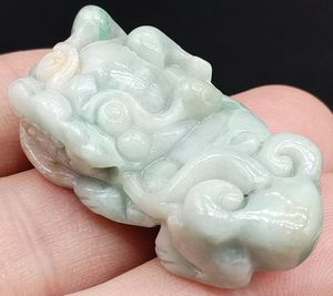 Certifierad grön lavendel naturlig a jade jadeite drake pi xiu mynt ruyi hänge