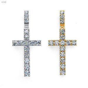 NE0020 full av diamanter Cross Multi Moissanite Diamond Gemstone S925 Silver Luxury Pendant Drop Halsband Fina smycken