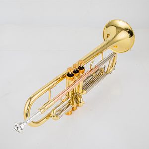 Kvalitet 8345 BB Trumpet B Flat mässing Silverpläterad professionell trumpet Musikinstrument med läderfodral