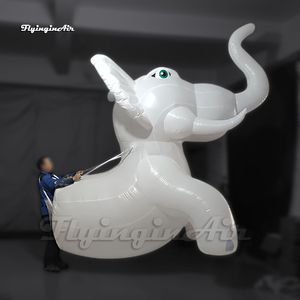 Costume da parata gonfiabile per palloncini gonfiabili per animali da cartone animato, costume da elefante gonfiabile ambulante bianco divertente per spettacolo teatrale circense