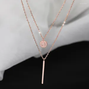 Anhänger Halsketten Layered Choker Halskette Für Frauen 2023 Koreanische Mode Kristall Geometrische Kette Zubehör Schmuck Geschenk KBN061