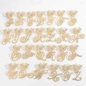 Pendant Necklaces 26 Rinestone Butterfly A-Z Letter Pendants&Necklace Men And Women Fashion Jewelry N012