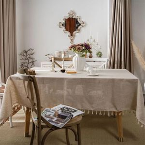 テーブルランナーヴィンテージリネンコットンタッセルテーブルクロスレトロエレガントな魅力的な長方形の亜麻布布結婚式装飾カバー231202
