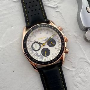 OMG Altı İğne Tam Fonksiyon Safir Cam Bilek Saatleri Erkekler Erkekler Saatler Tüm Dial Work Quartz İzle Lüks Marka Kronograf Saat Kauçuk Kemer Moda ABC