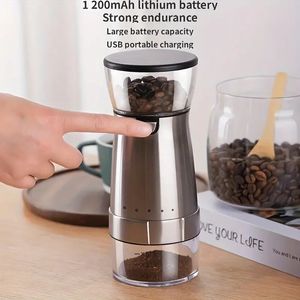 1pc Electric Coffee Grinder USB Rechargeable Grinder Automatic Home Grinder Small Bean Mill Coffee Grinder Pepper Grinder,Coffee Maker Accessories