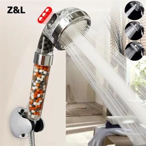 3 Modes Adjustable Handheld Bathroom Showerheads Pressurized Water Saving Anion Mineral Filter High Pressure Shower Head220401