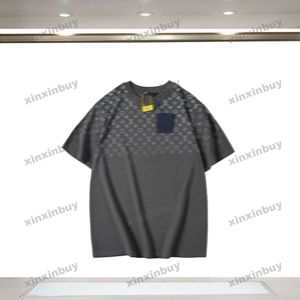 xinxinbuy Men designer Tee t shirt Paris Letter gradient printing short sleeve cotton women Black white blue gray XS-L