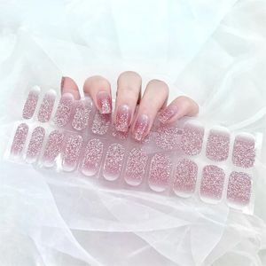 Klistermärken dekaler gel nagel klistermärken härdar uv lampa full högkvalitativ semi-cured gel nagelremsor självhäftande långvariga nagelkonstdekorationstips 231202