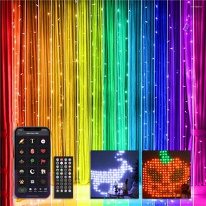 Strängar 2024 LED RGB Smart Curtain String Light för fönstergardiner Dekoration Programmerbar DIY Picture Fairy Lights App Control