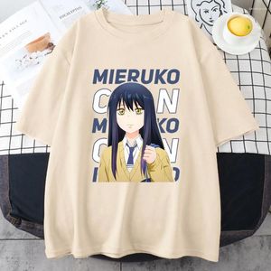 Homens camisetas Anime Mieruko Chan Impressão Verão Homens / Mulheres O-pescoço T-shirt Casual Algodão Manga Curta Pulôver Moda Streetwear Unissex