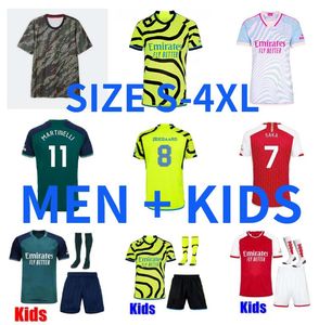 Xxxl 4xl pirinç G.Jesus 23 24 Saka Russo Futbol Forması Saliba ev uzakta Odegaard Arsenals Martinelli Nketiah 2023 2024 Saliba Havertz J.Timber Futbol Gömlek Erkek Çocuklar