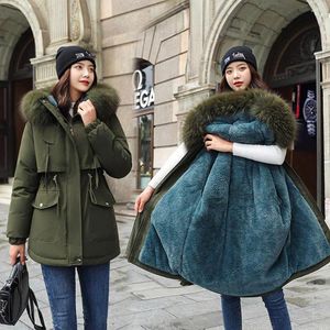 Women's Down Winter Cotton Thicken Warm Jacket Coat Women Casual Parka Clothes Fur Lining Hooded Mujer Coats Plus Size Clothing