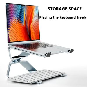 Tablet pc stands ajustável portátil suporte de alumínio para macbook dobrável suporte do computador notebook almofada resfriamento 231202