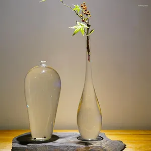 Vases Creative Chinese Zen Glass Vase Plant Hydroponic Terrarium Art Table Crafts