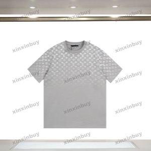Xinxinbuy Homens Designer Tee Camiseta Paris Carta Gradiente Impressão Manga Curta Algodão Mulheres Preto Branco Azul Cinza S-XL