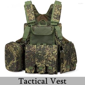 Kurtki myśliwskie 900D Oxford Cloth Camo Tactical Vest Equipment Army Fan CS Training Combat Outdoor Multi Pieszerzy taktyka kamizelka