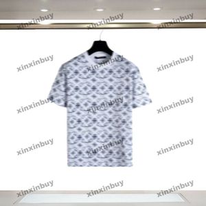 Xinxinbuy Men Designer Tee TシャツParis Checkerboard Jacquard Fabric 1854半袖コットン女性Black White Blue Gray S-XL