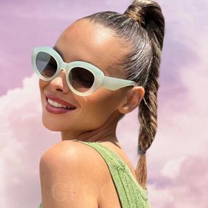 Sunglasses Sexy Cat Eye Green Women Vintage Small Oval Sun Glasses Female Jelly Color Eyewear Men Shades UV400