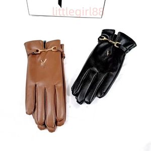 Ladies designer leather gloves Autumn and winter wool thickened ride Drive touch screen Warm your winter