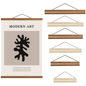 Frames 8 Colors Recyclable Magnetic Po Frame Black White Wood Frame Magnetic Poster Hanger Frames Canvas Print Wall Art Home Decor 231202