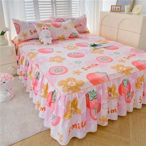 Bed Skirt 2 Layer Lace Bedspread Style Bedcover 1.5/1.8/2 Meter Dustproof Anti-skid Three Piece Pillowcases Covers