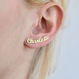 Personalisierte individuelle Namensohrringe für Frauen, personalisierbares Namensschild in Schreibschrift, 1 Paar Ohrstecker, Geschenk für beste Freundin, Mädchen