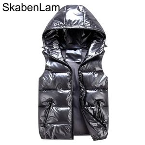 Colete colete para menino crianças com capuz quente outerwear crianças casaco brilhante bebê menina sem mangas jaqueta inverno para baixo acolchoado colete impermeável 231202