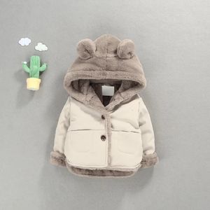 Down Coat OLEKID Autumn Winter Baby Fleece Jacket Cartoon Hooded Plus Velvet Infant Boys Coat born Baby Girls Outerwear Toddler Parka 231202