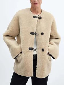 Womens Fur Faux TRAF Oversize Plush Jacket Women Fluffy Fleece Woman Long Sleeve Warm Winter Cold Coat Teddy Jackets 231202