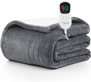 Household electric blanket -50"x60" electric blanket 1-8 hours automatic shutdown 10 heat grade Overheat Protection Sherpa Flannelette blanket ETL certification