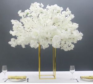 60/80/100cm White Cherry Blossom Rose Artificial Flower Ball Wedding Table Centerpiece Decor Marriage Banquet Road Lead Floral 55