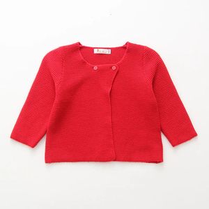 Sätter jul röd tjej cardigan jacka tröja våren ytterkläder långärmad toddler baby stickade kläder 1 2 3 år gammal Okc195127 231202